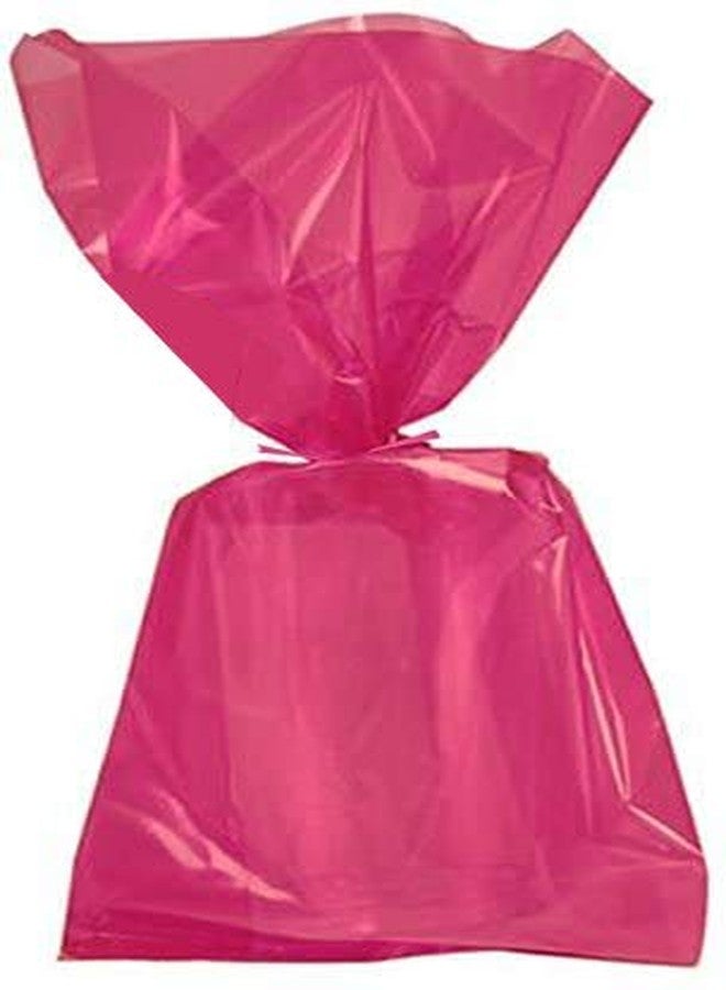 AoneFun Set of 24 - Hot Pink Cellophane Party Favor Bags with Hot Pink Twist Ties - Treat Goody Bags - Treat Sacks - Bulk Value Pack